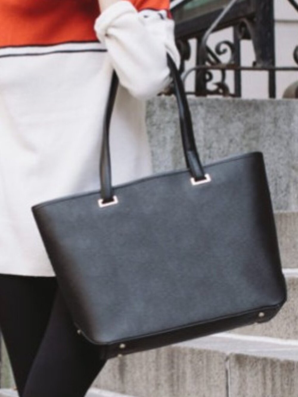 Lo & Sons The Seville 13" NEW Black Saffiano Leather Travel Tote Laptop Bag